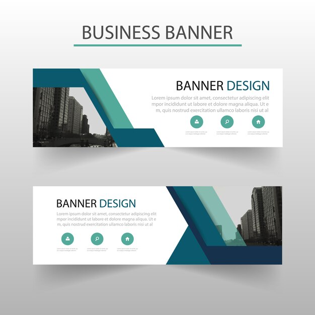 Geometric banners template with blue shapes