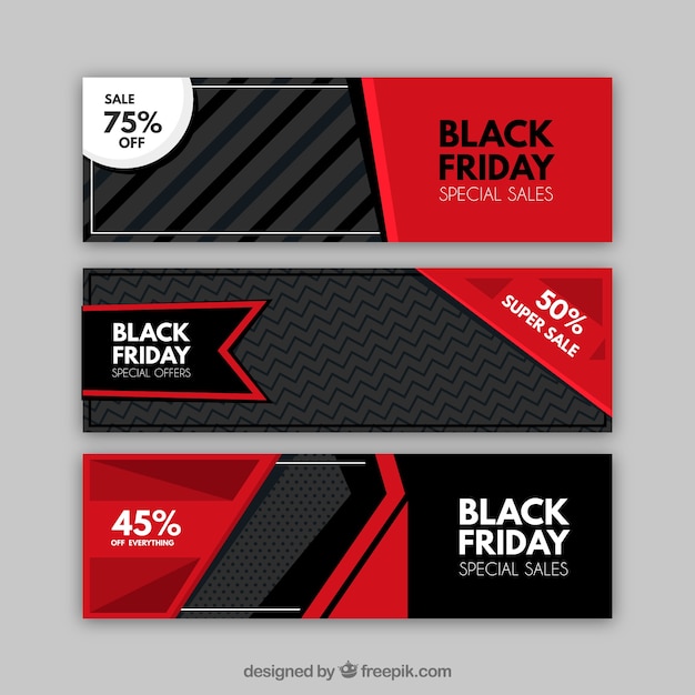 Free vector geometric black friday banners