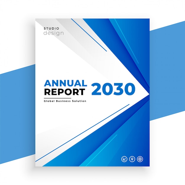 Geometric blue annual report business flyer template design