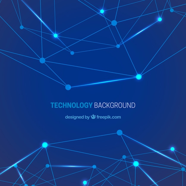 Free vector geometric blue background of lines and dots