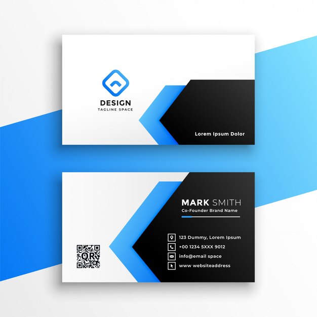 Geometric blue business card modern template