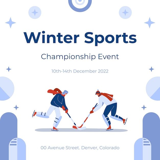 Free vector geometric blue winter sports instagram post