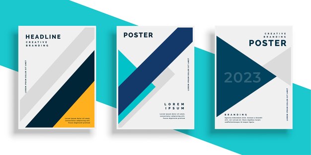 Geometric book cover flyer designs set