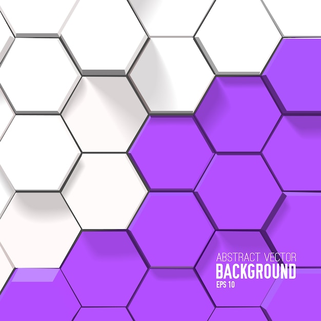 Геометрический яркий фон с белыми и фиолетовыми шестиугольниками