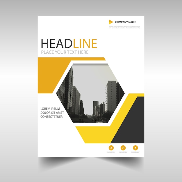 Free vector geometric brochure, yellow color