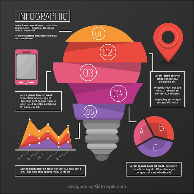 무료 벡터 기하학적 전구 infographic