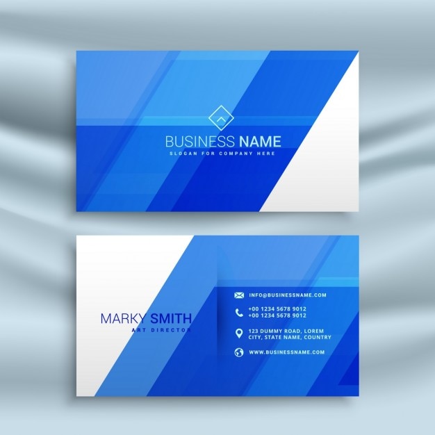 Geometric business card, blue color