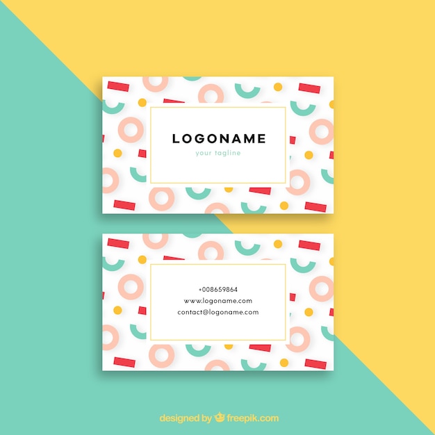 Free vector geometric business card with fun style