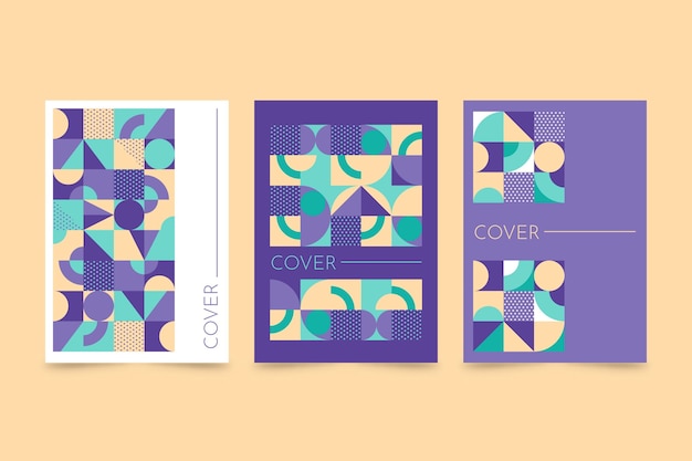 Free vector geometric business cover collection