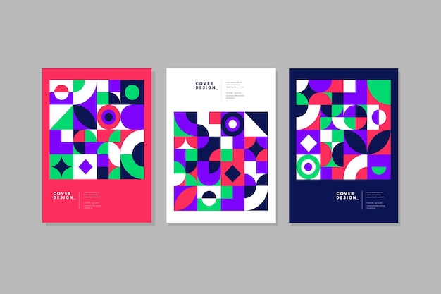 Free vector geometric business cover collection