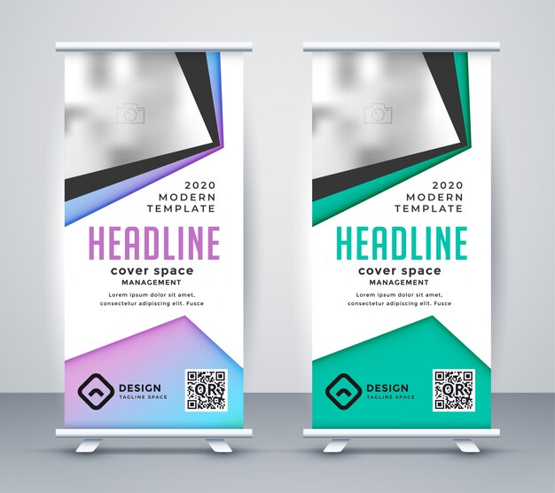 Geometric business roll up banner template