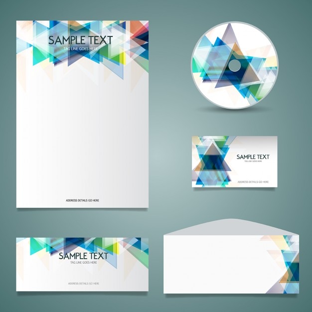 Free Vector geometric business stationery