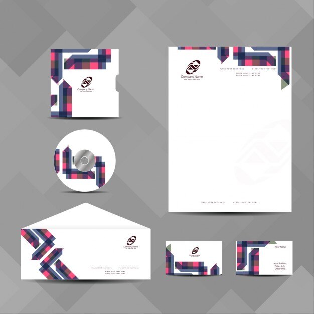 Free Vector geometric business stationery