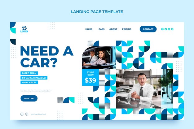 Free vector geometric car rental landing page