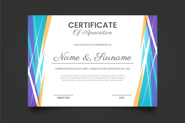 Free vector geometric certificate template