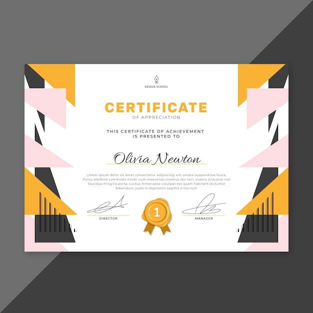 Geometric certificate template