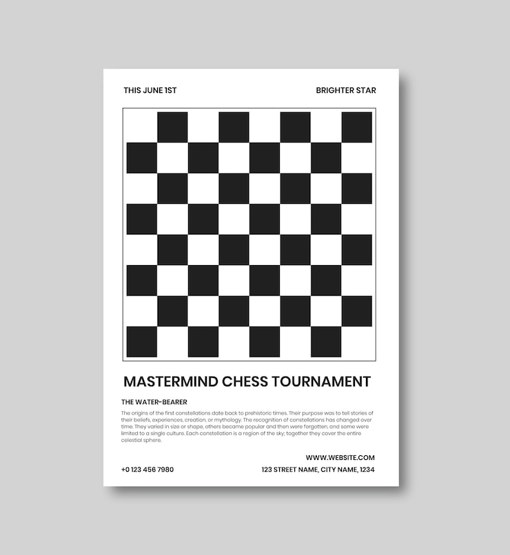 Free Vector geometric chess tournament poster