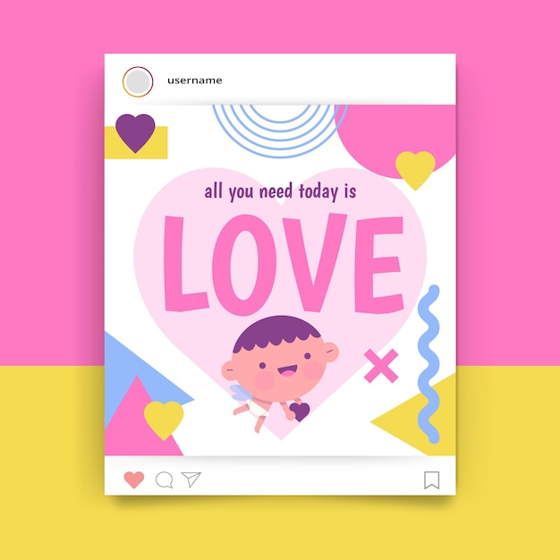 Free vector geometric childlike valentine's day instagram post