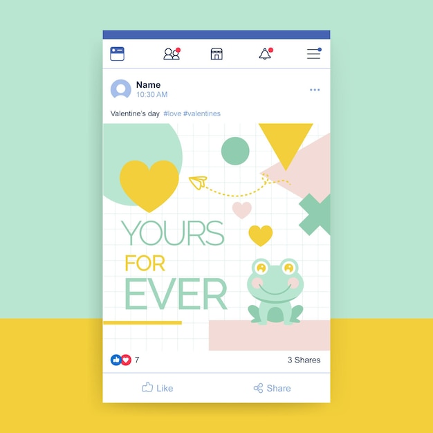 Free vector geometric childlike valentine's day social media post template