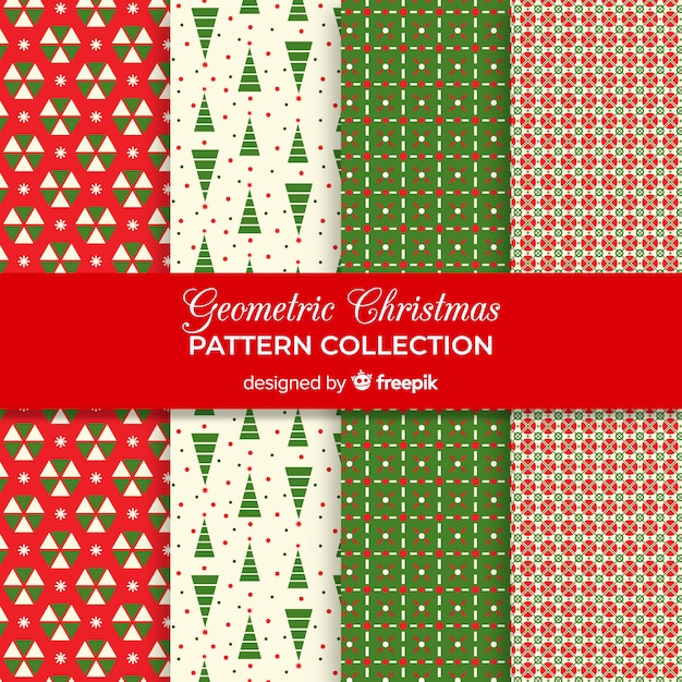 Free vector geometric christmas pattern collection