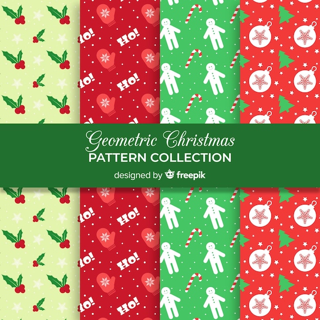 Free vector geometric christmas pattern collection