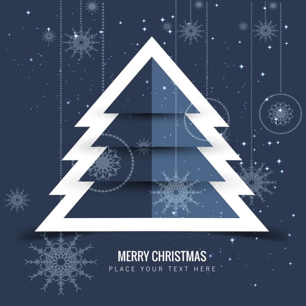 Free vector geometric christmas tree background in blue tones