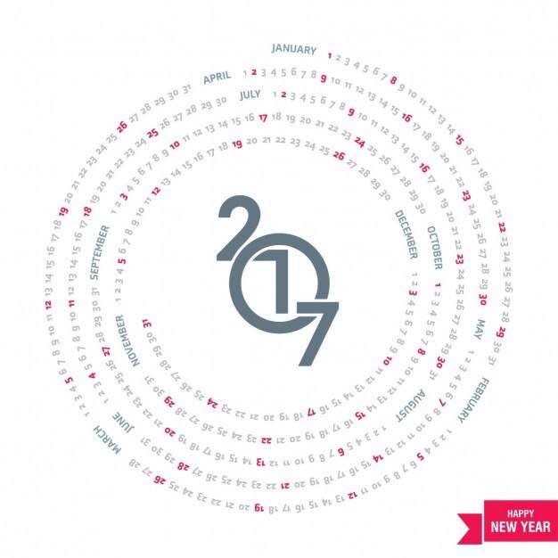 Free Vector geometric circular calendar for 2017