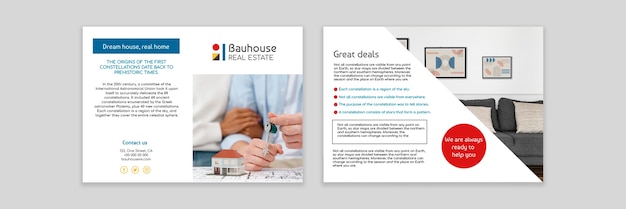 Brochure immobilière bauhouse géométrique et colorée à utiliser dans Publuu brochure creator