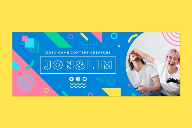 Geometric Colorful Gaming Facebook Profile Cover