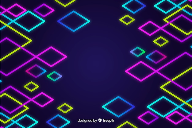 Geometric colorful neon shapes background