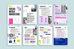 Free vector geometric colorful social media marketing proposal template