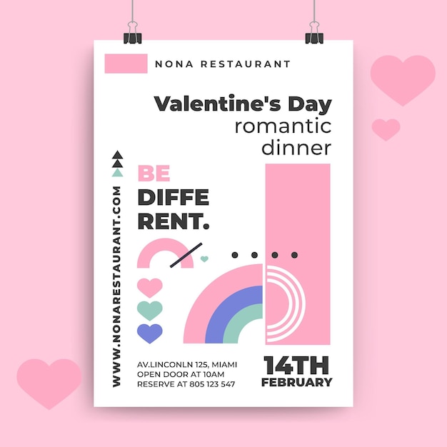 Geometric colorful valentine's day posters