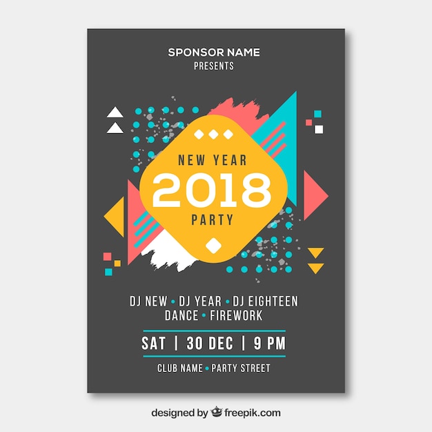 Geometric colourful new year's party poster