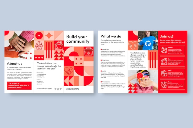 Free vector geometric community non-profit organization brochure