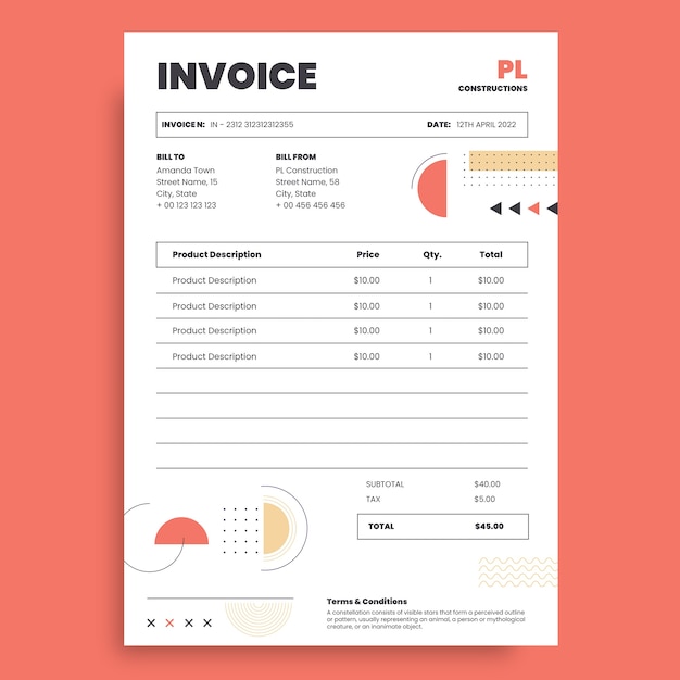 Free vector geometric construction invoice