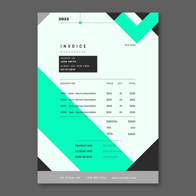 Free vector geometric construction project invoice