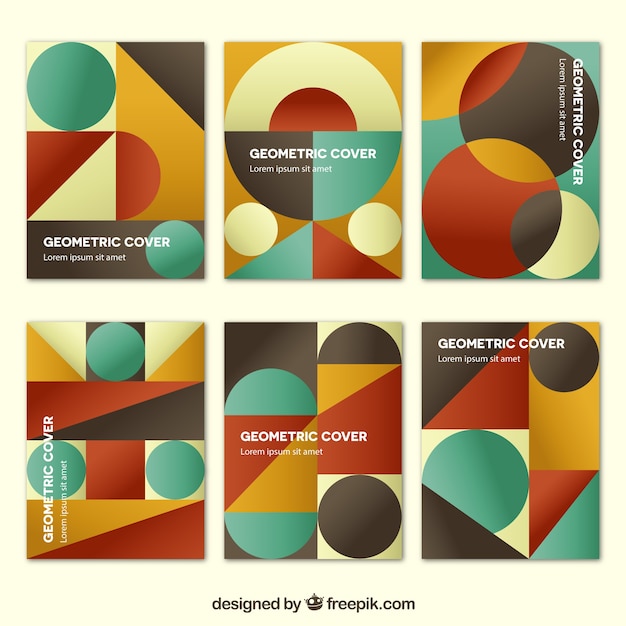 Free vector geometric covers collection with colors