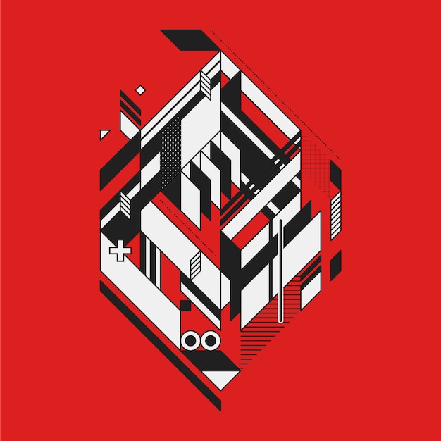 Geometric design on red background