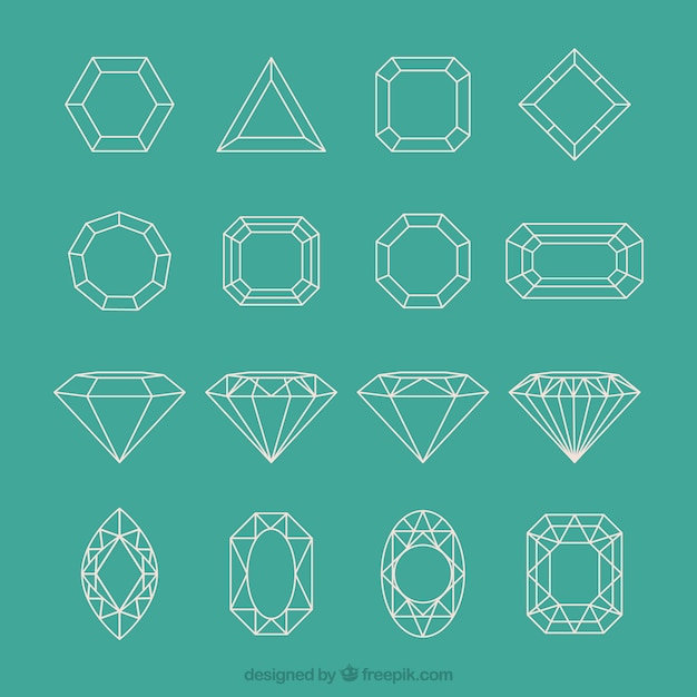 幾何学的なダイヤモンドコレクション 無料ベクター