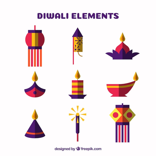 Vettore gratuito elementi geometrici diwali