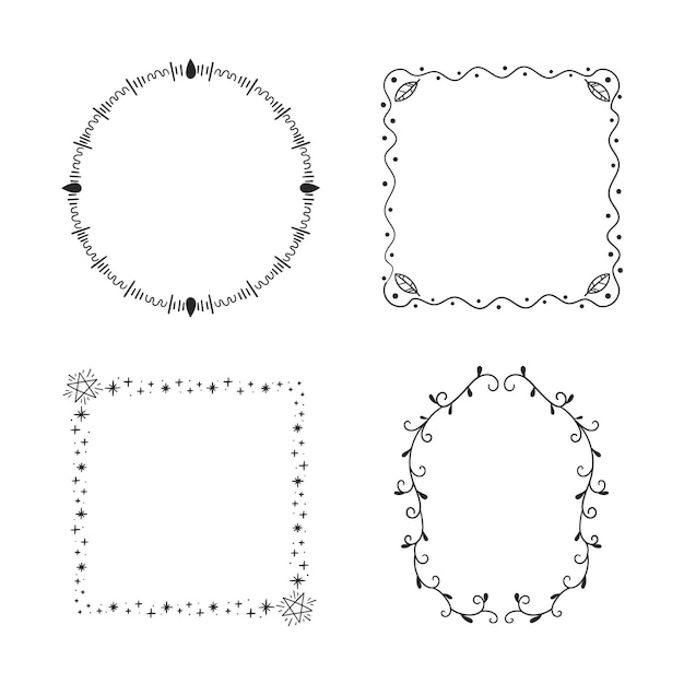 Geometric doodle frame collection hand drawn