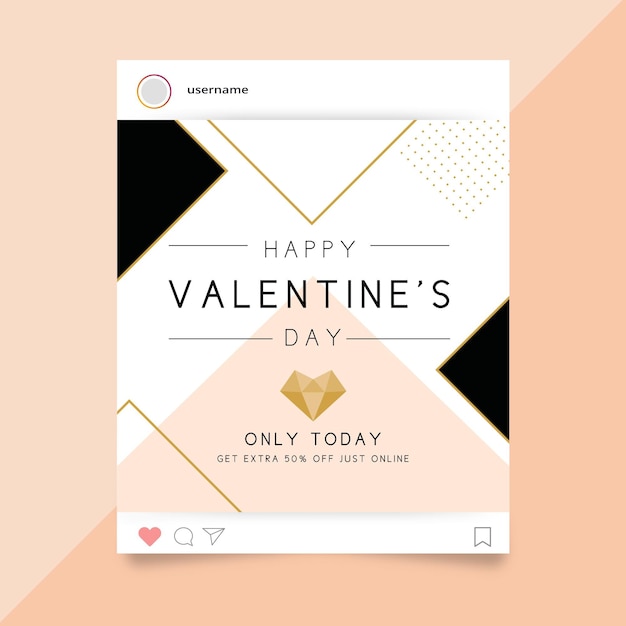 Free vector geometric elegant valentine's day instagram post