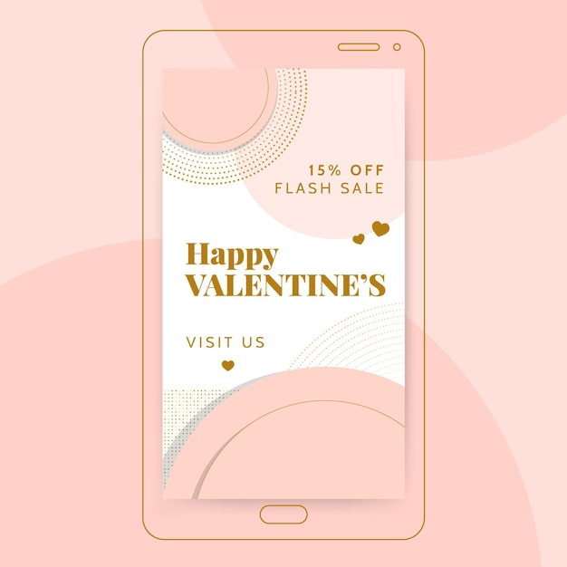 Vettore gratuito storia di instagram di san valentino elegante geometrica