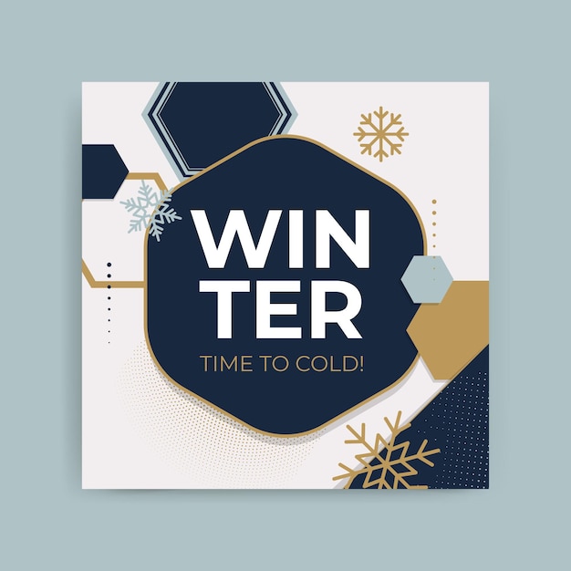 Free vector geometric elegant winter cards