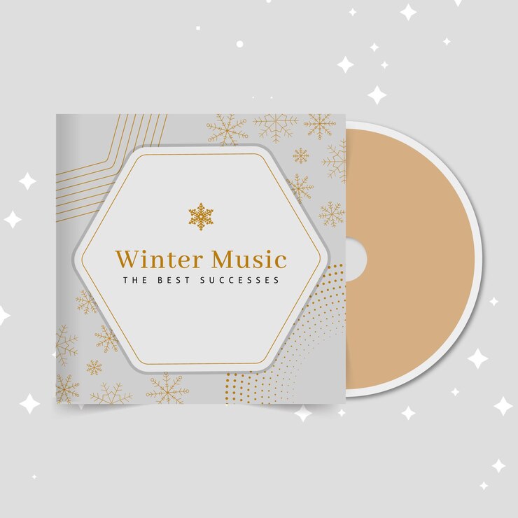 Бесплатный Вектор элегантная зимняя обложка cd с геометрическим рисунком
