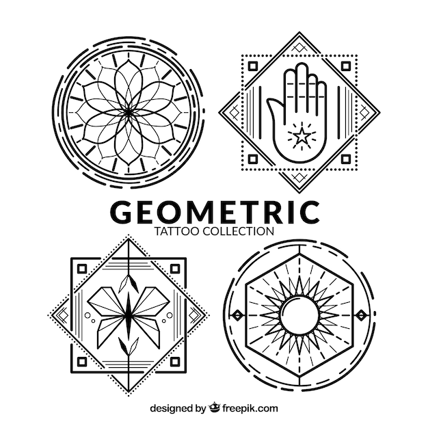 Geometric emblem tattoo collection