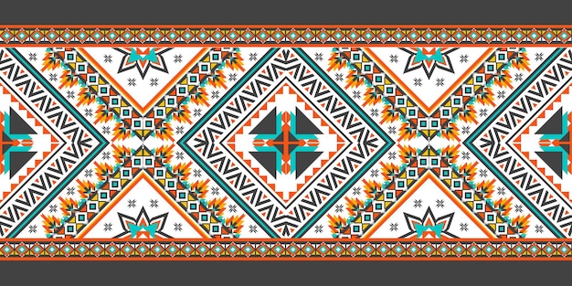Geometric ethnic pattern seamless.
design for background,carpet,wallpaper,clothing,wrapping,batik,fabric,vector illustration.embroidery style. Premium Vector
