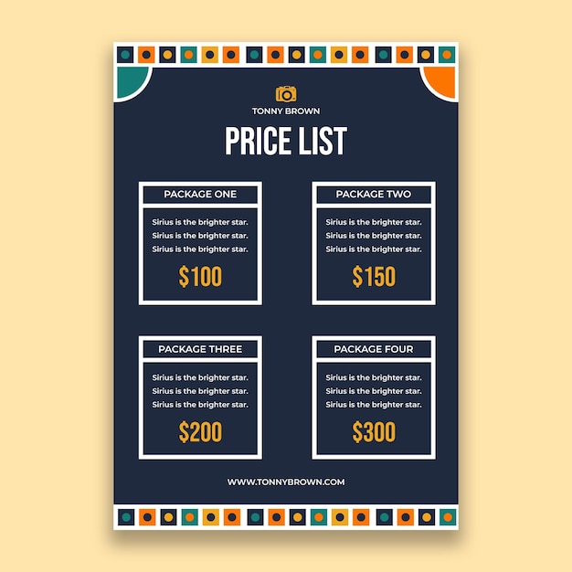 Geometric event photographer price list