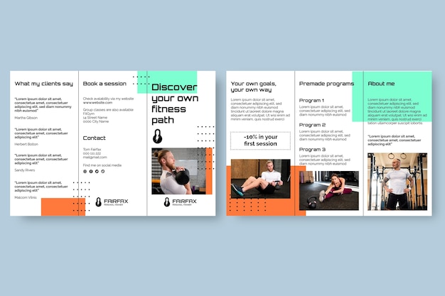 Free vector geometric fairfax personal trainer brochure