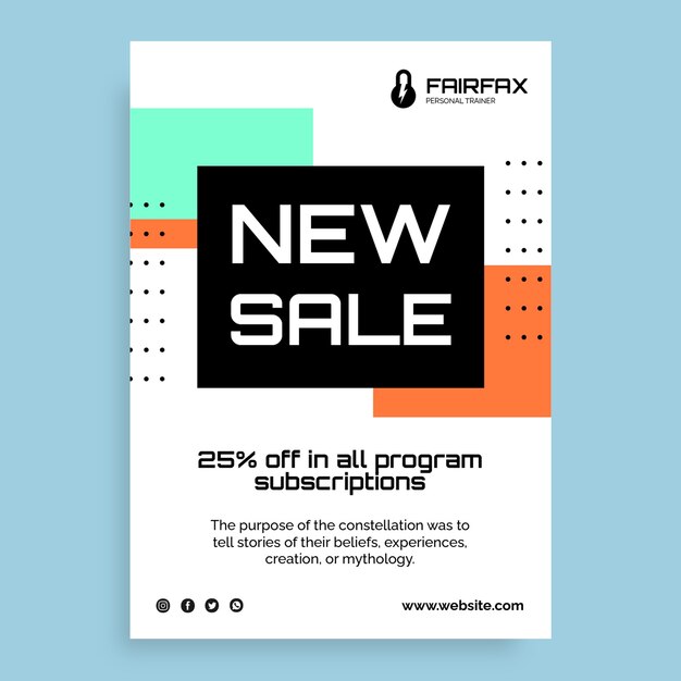 Free vector geometric fairfax personal trainer sales flyer